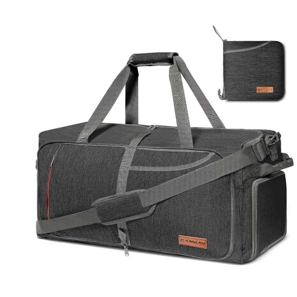 Canway 65L Travel Duffel Bag, Foldable Weekender Bag with Shoes Compartment